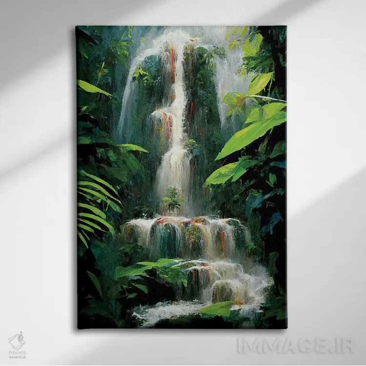تابلو دکوراتیو آبشار جنگلی ۲ اثر مایک کیف - نمای روبهرو روی دیوار
