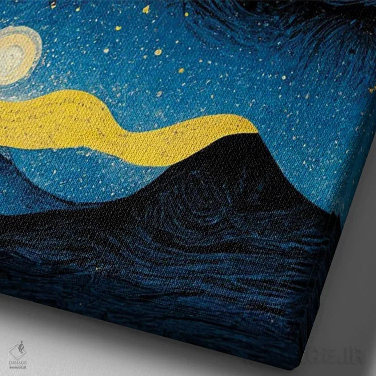 تابلو دکوراتیو شب پرستاره اثر مایک کیف - نمای نزدیک بافت بوم