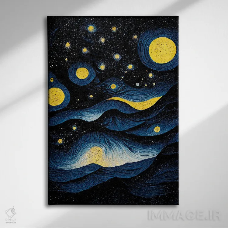 تابلو دکوراتیو شب پرستاره ۴ اثر مایک کیف - نمای روبهرو روی دیوار