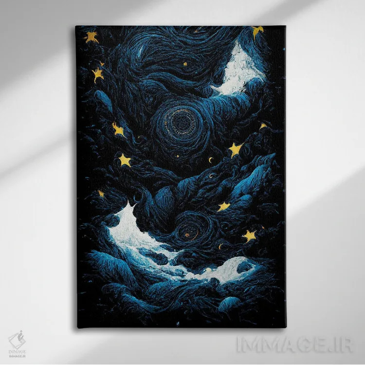 تابلو دکوراتیو شب پرستاره ۵ اثر مایک کیف - نمای روبهرو روی دیوار