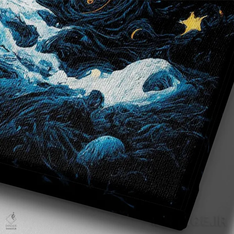 تابلو دکوراتیو شب پرستاره ۵ اثر مایک کیف - نمای نزدیک بافت بوم