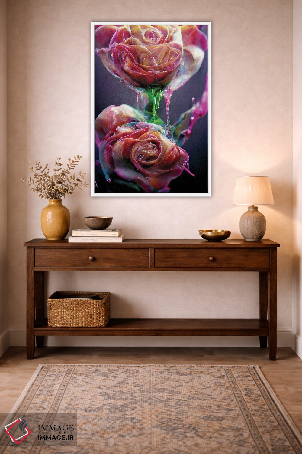 تابلو دکوراتیو رزهای قرمز پوشیده شده با شیره شیرین ۳ اثر مایک کیف - D2W