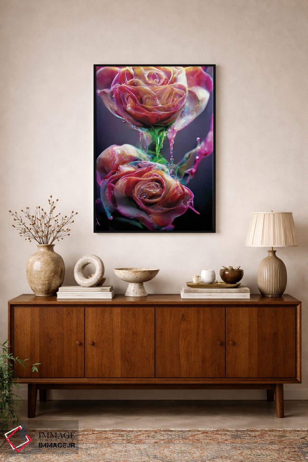 تابلو دکوراتیو رزهای قرمز پوشیده شده با شیره شیرین ۳ اثر مایک کیف - D1B