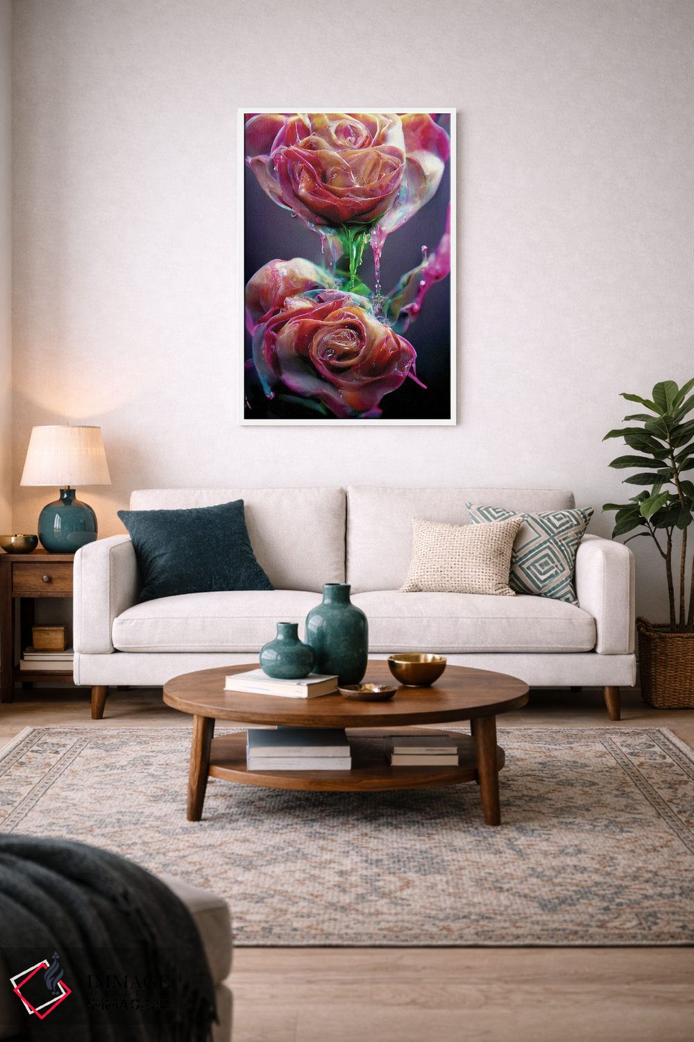 تابلو دکوراتیو رزهای قرمز پوشیده شده با شیره شیرین ۳ اثر مایک کیف - D3W