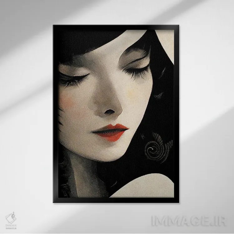 تابلو دکوراتیو پرتره زنانه اثر مایک کیف - نمای قابدار مشکی