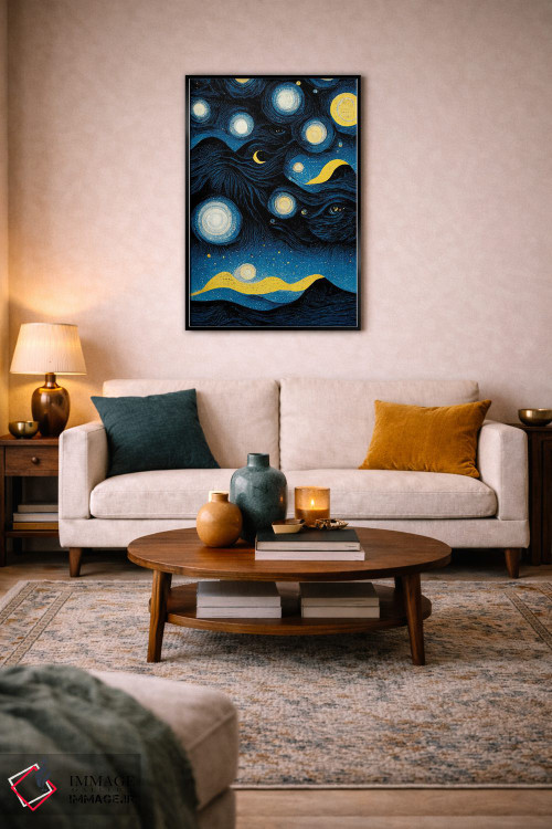 تابلو دکوراتیو شب پرستاره اثر مایک کیف - D5B