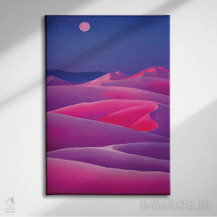 تابلو دکوراتیو بیابان صورتی ۳ اثر مایک کیف - نمای روبهرو روی دیوار