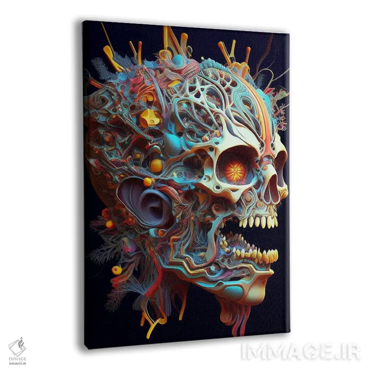 تابلو دکوراتیو پرتره سورئال جمجمه اثر مایک کیف - نمای پرسپکتیو محصول