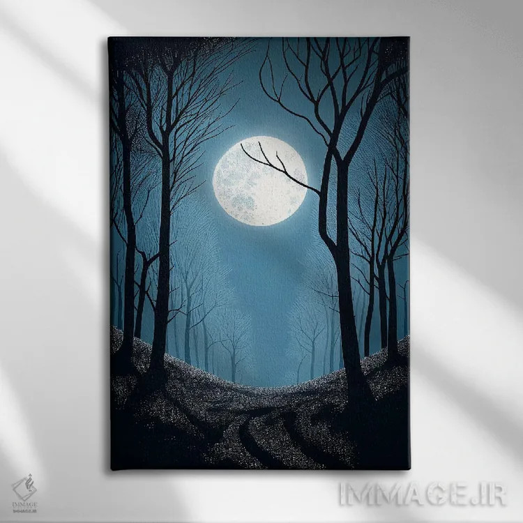 تابلو دکوراتیو جنگل مهتابی اثر مایک کیف - نمای روبهرو روی دیوار