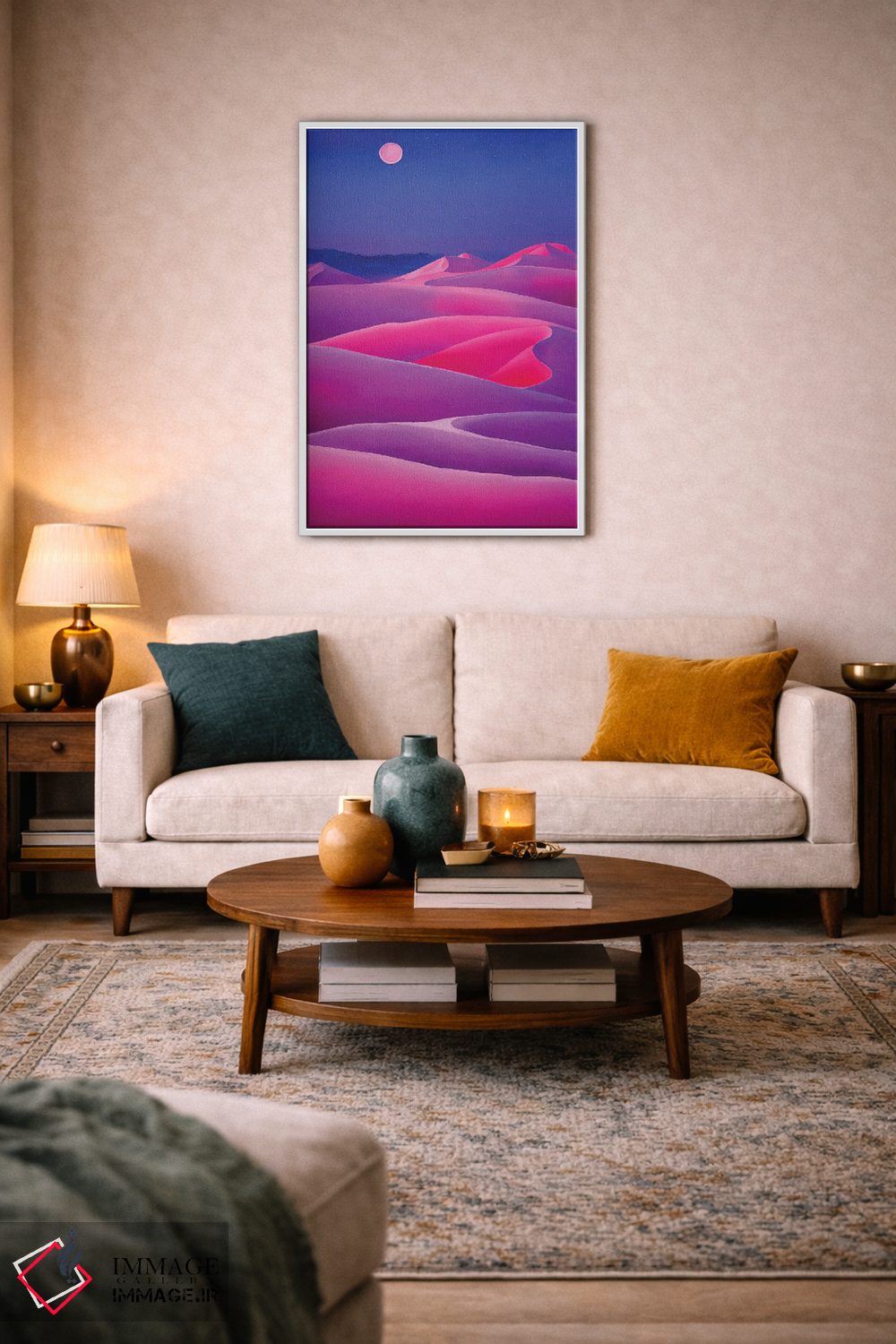 تابلو دکوراتیو بیابان صورتی ۳ اثر مایک کیف - D2W