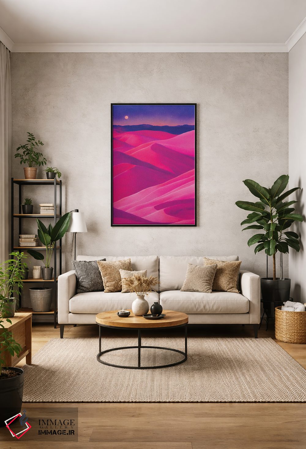 تابلو دکوراتیو بیابان صورتی اثر مایک کیف - D2B