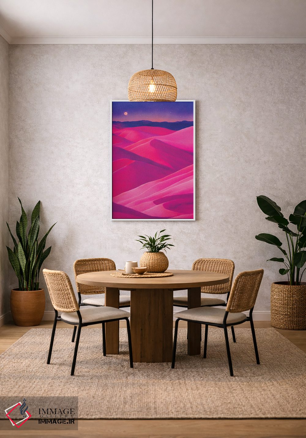 تابلو دکوراتیو بیابان صورتی اثر مایک کیف - D3W