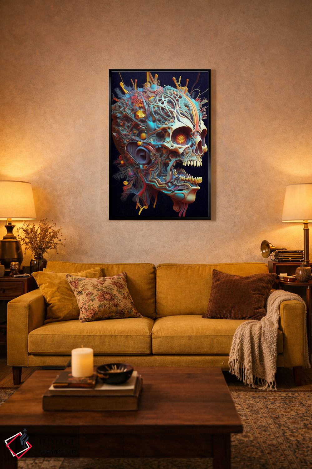 تابلو دکوراتیو پرتره سورئال جمجمه اثر مایک کیف - D5B