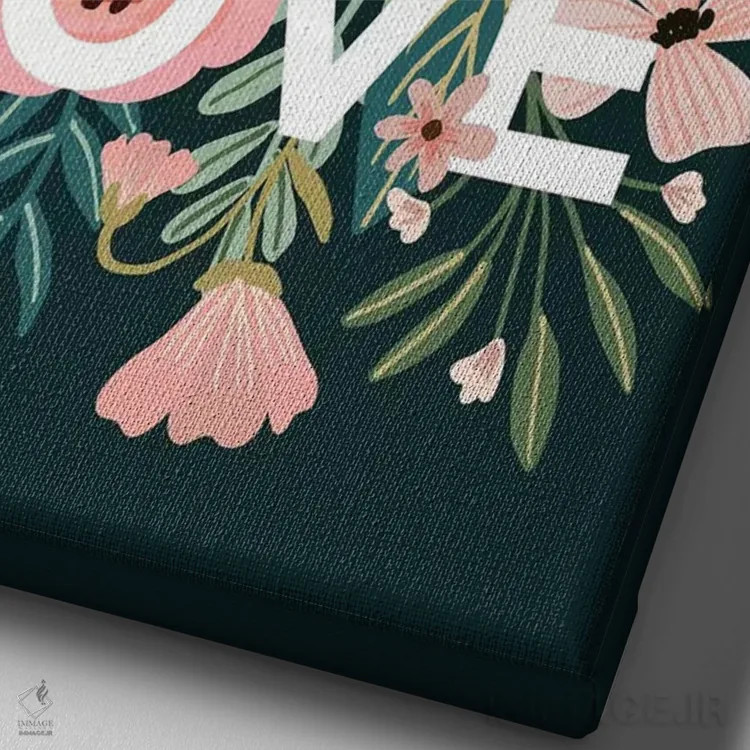 تابلو دکوراتیو همه کارها را با عشق انجام بده اثر میا چارو - نمای نزدیک بافت بوم