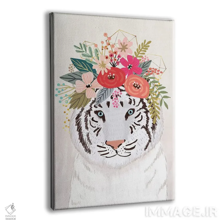 تابلو دکوراتیو ببر سفید اثر میا چارو - نمای پرسپکتیو محصول