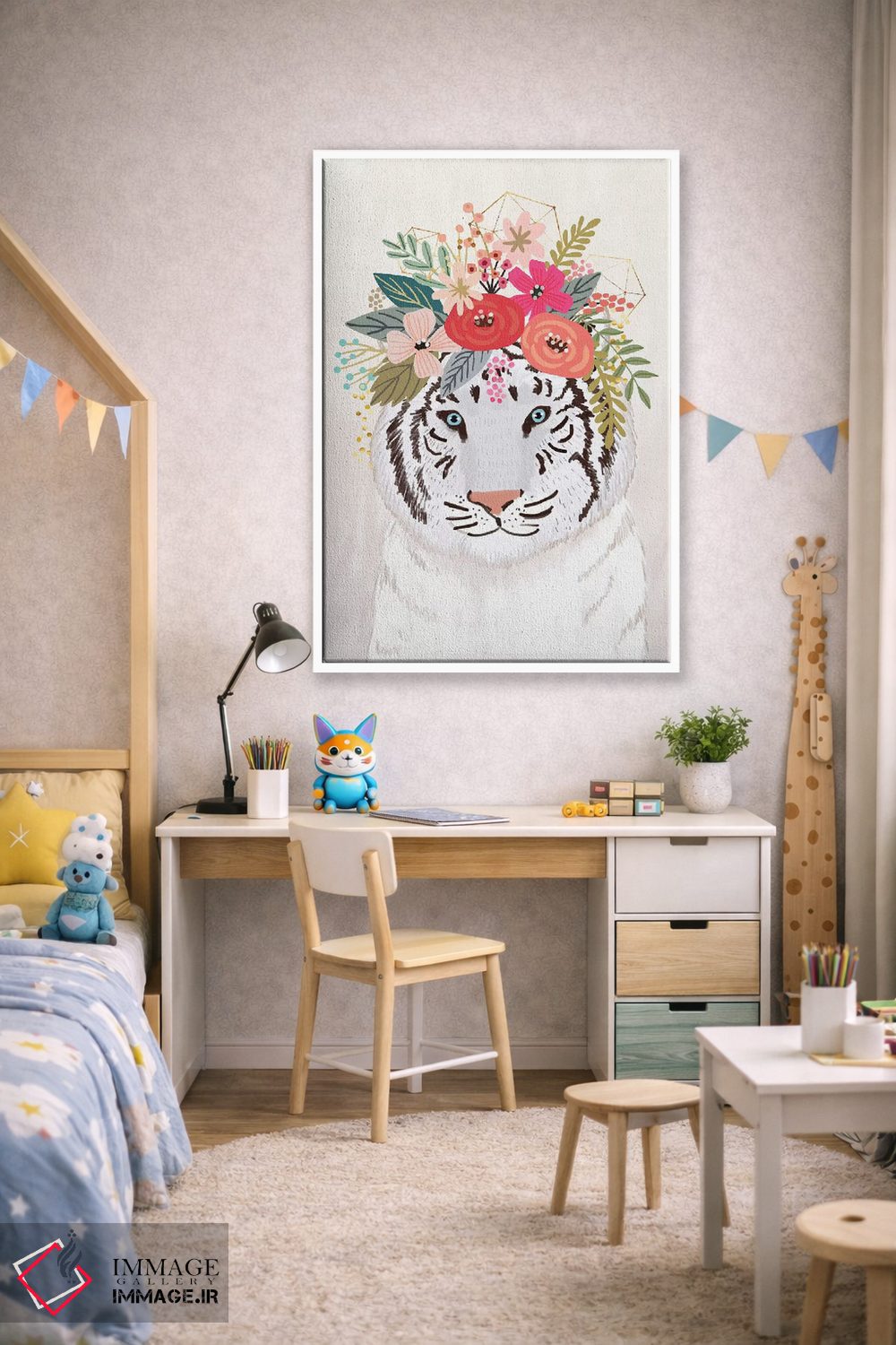تابلو دکوراتیو ببر سفید اثر میا چارو - D1W