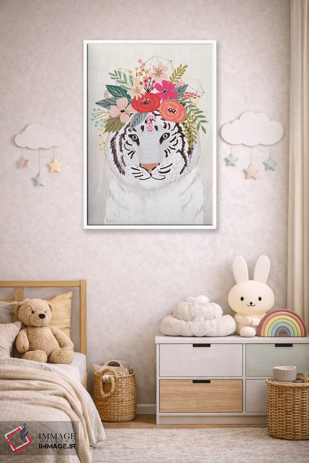 تابلو دکوراتیو ببر سفید اثر میا چارو - D3W