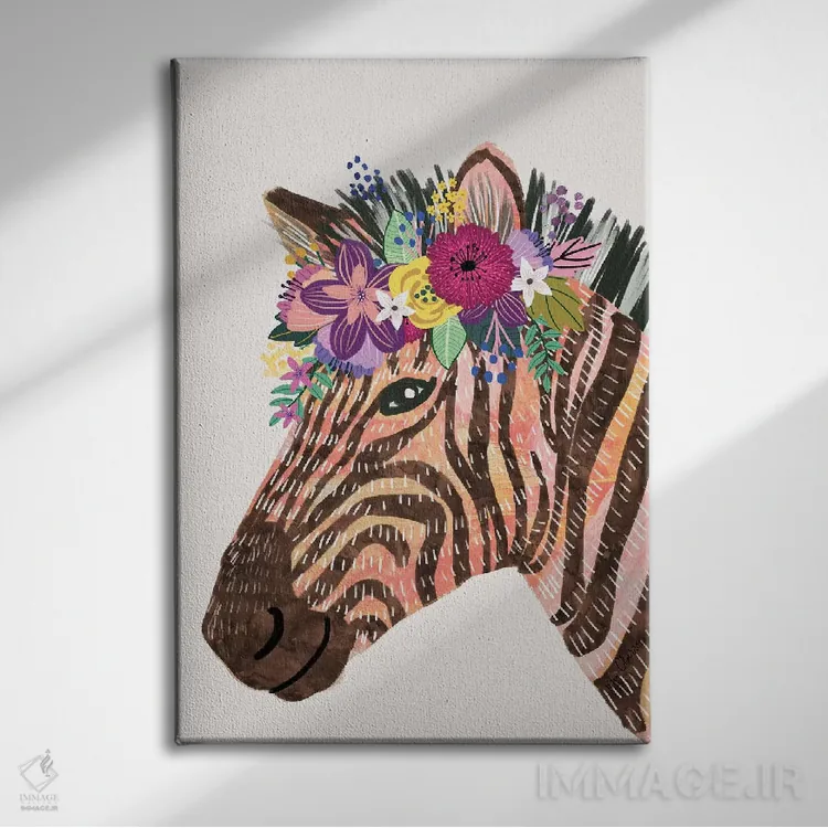 تابلو دکوراتیو گورخر اثر میا چارو - نمای روبهرو روی دیوار