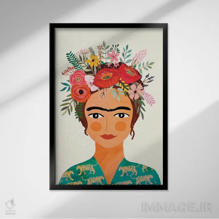 تابلو دکوراتیو فریدا اثر میا چارو - نمای قابدار مشکی