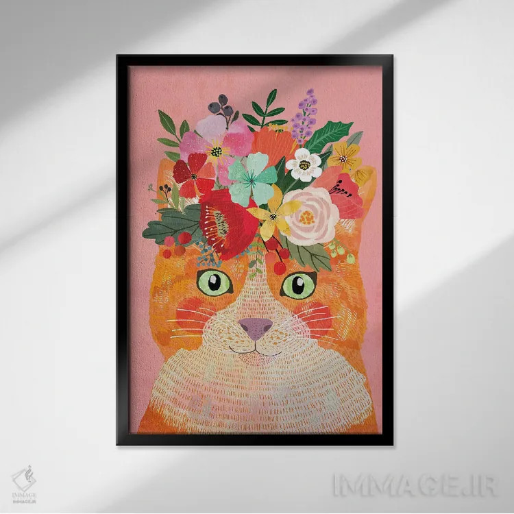 تابلو دکوراتیو گربه رازآلود اثر میا چارو - نمای قابدار مشکی