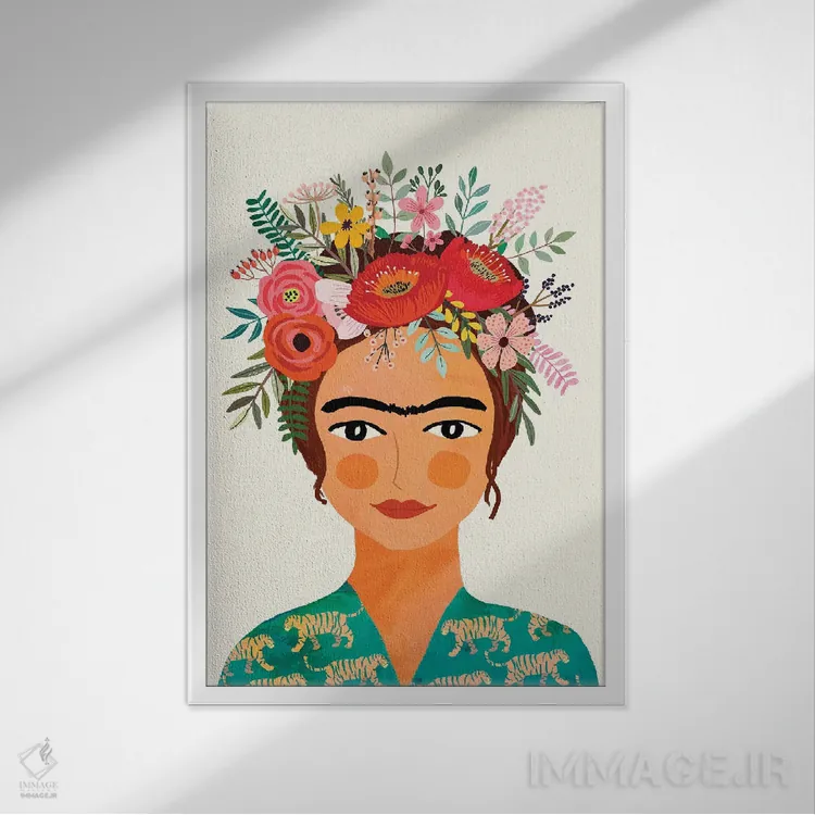 تابلو دکوراتیو فریدا اثر میا چارو - نمای قابدار سفید