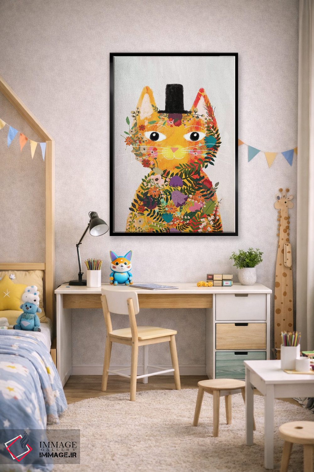 تابلو دکوراتیو گربه گل اول اثر میا چارو - D2B