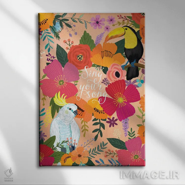 تابلو دکوراتیو پرندگان اثر میا چارو - نمای روبهرو روی دیوار