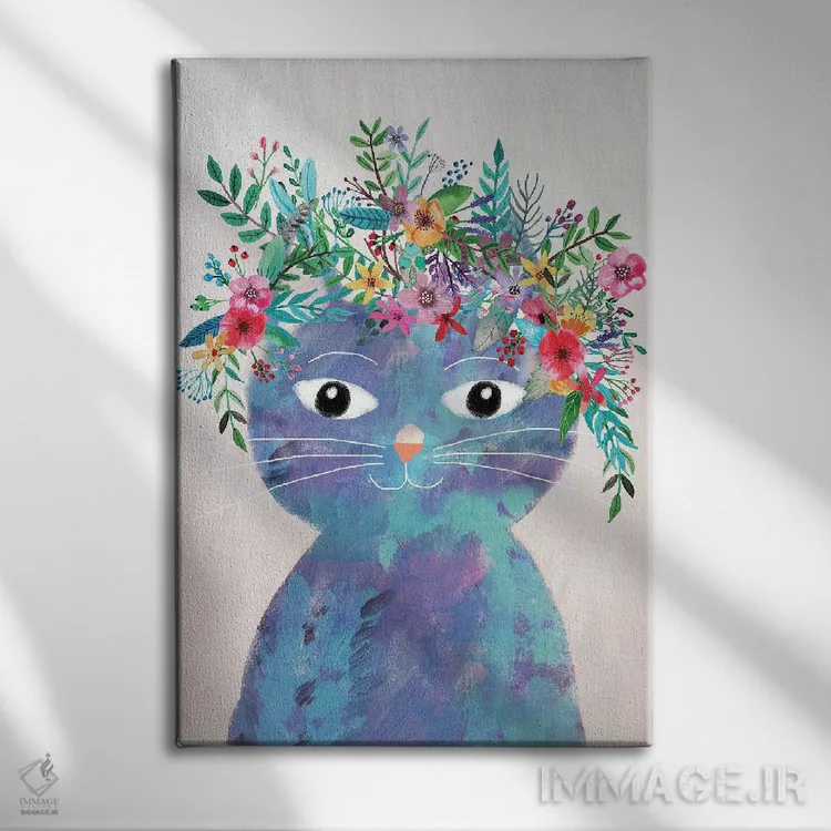 تابلو دکوراتیو گربه گل دوم اثر میا چارو - نمای روبهرو روی دیوار