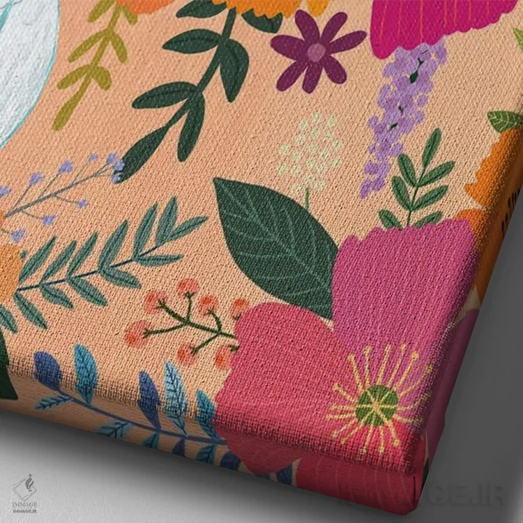 تابلو دکوراتیو پرندگان اثر میا چارو - نمای نزدیک بافت بوم