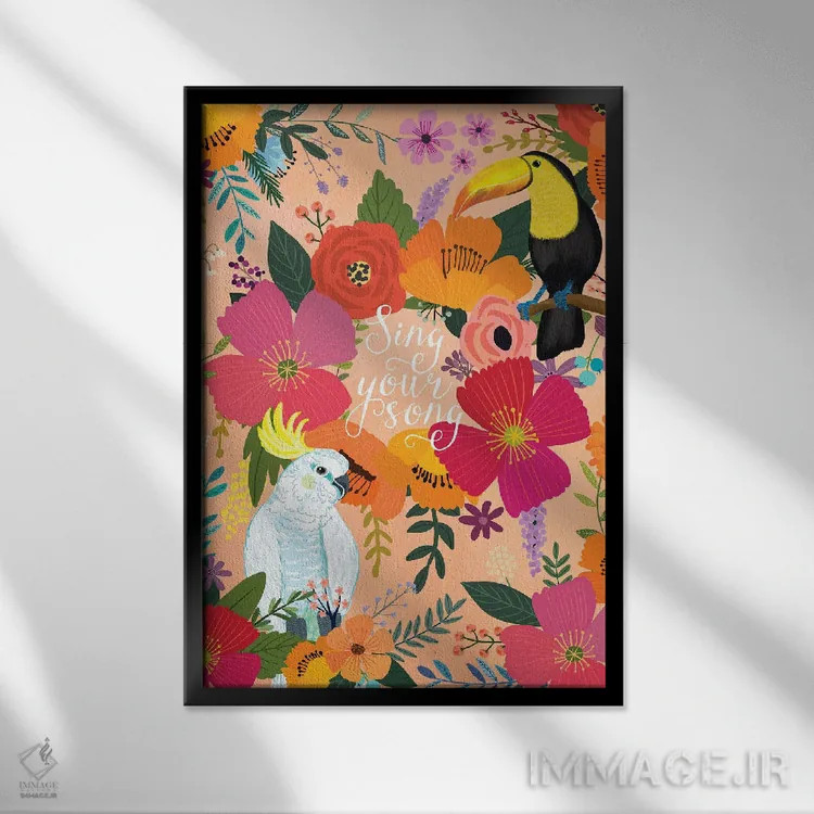 تابلو دکوراتیو پرندگان اثر میا چارو - نمای قابدار مشکی