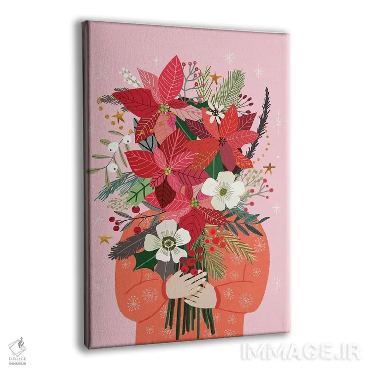تابلو دکوراتیو دسته گل کریسمس اثر میا چارو - نمای پرسپکتیو محصول