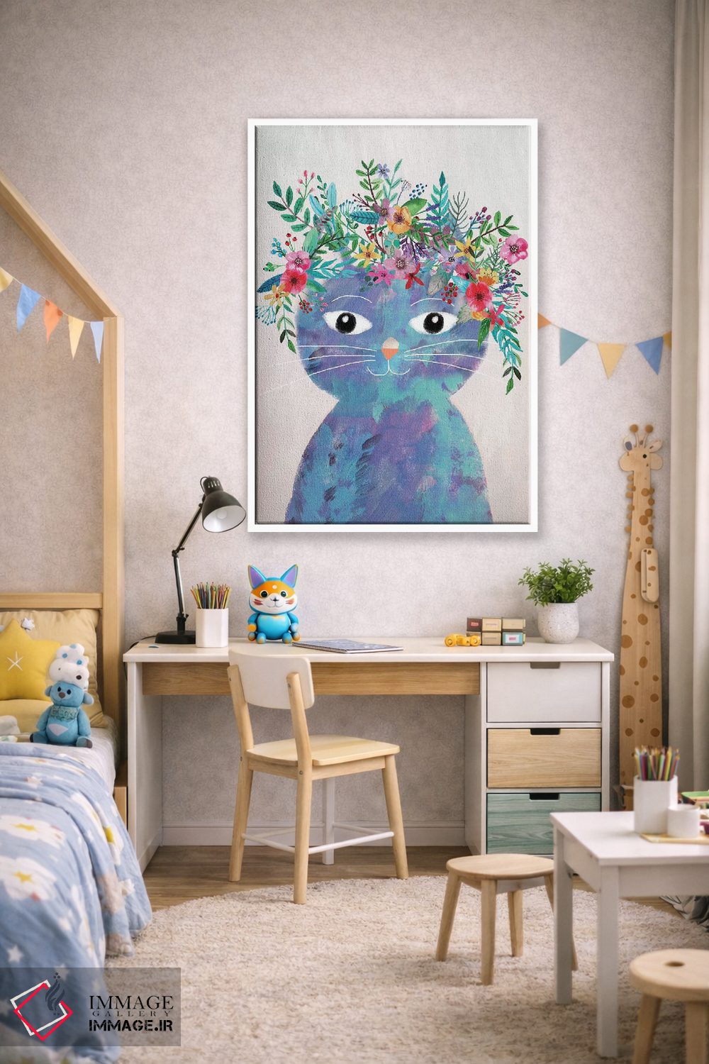 تابلو دکوراتیو گربه گل دوم اثر میا چارو - D1W