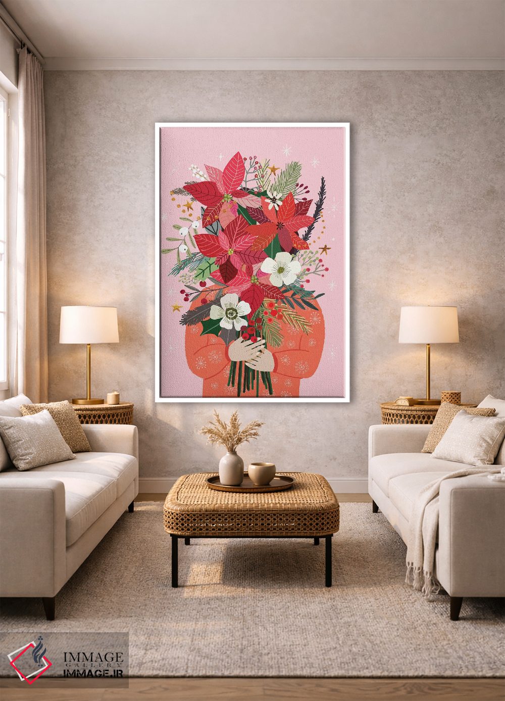 تابلو دکوراتیو دسته گل کریسمس اثر میا چارو - D1W