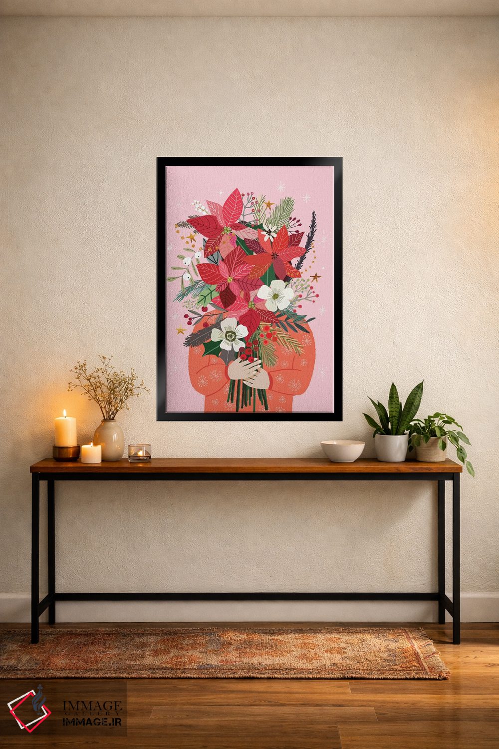 تابلو دکوراتیو دسته گل کریسمس اثر میا چارو - D4B