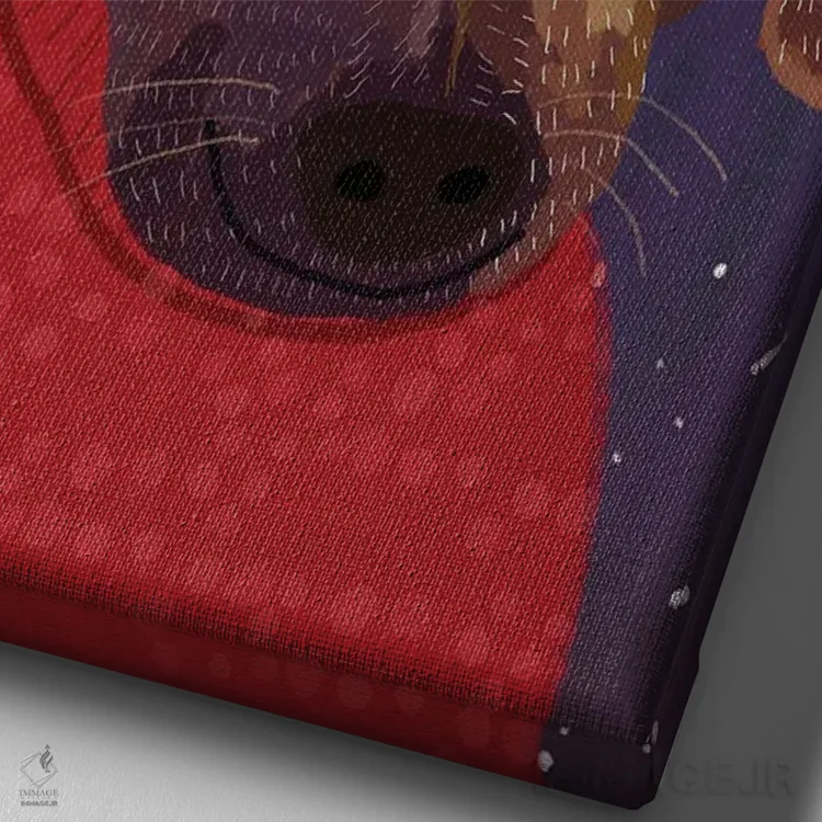 تابلو دکوراتیو سگی اثر میا چارو - نمای نزدیک بافت بوم