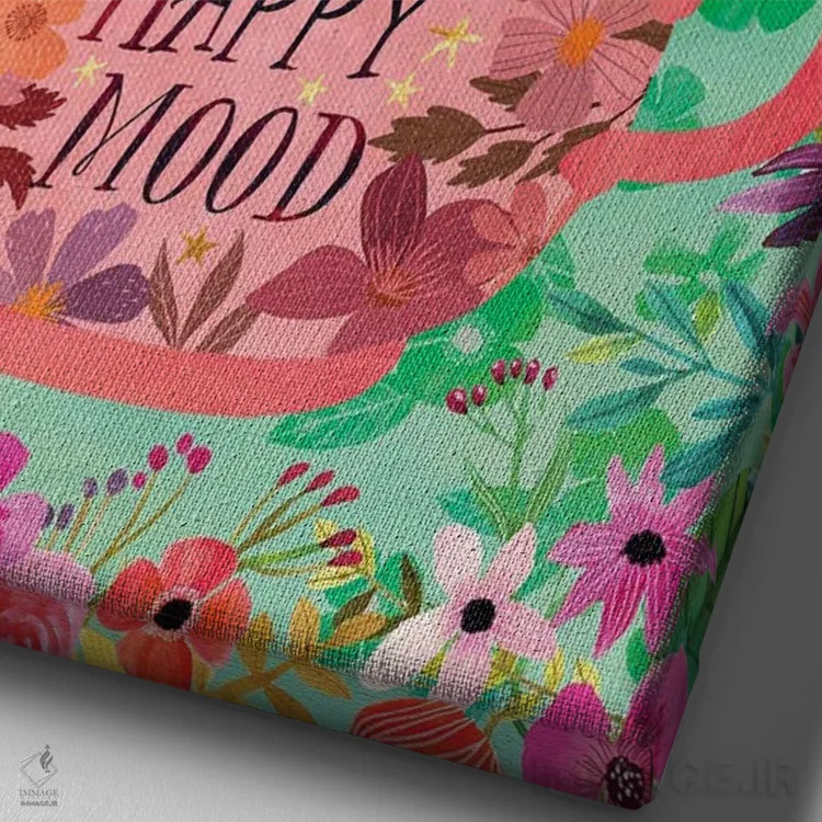 تابلو دکوراتیو حال و هوای شاد اثر میا چارو - نمای نزدیک بافت بوم