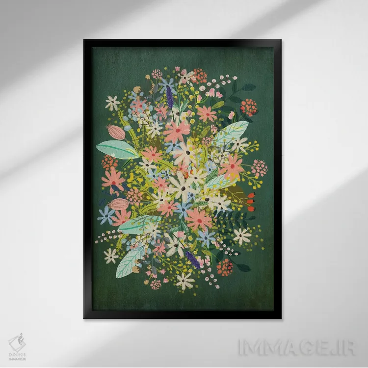 تابلو دکوراتیو گل ها اثر میا چارو - نمای قابدار مشکی