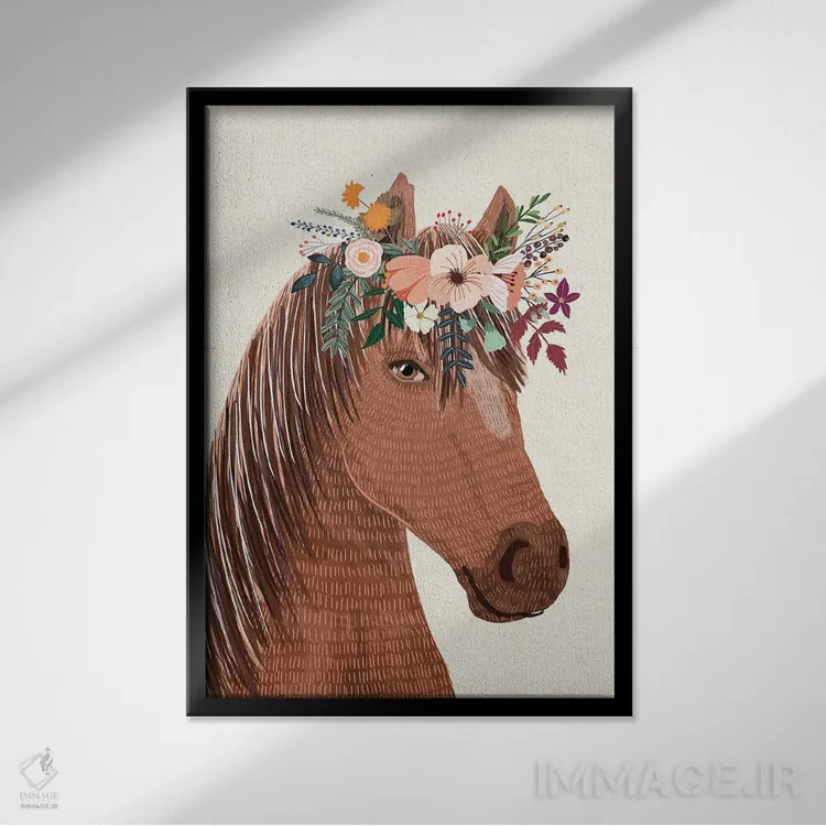 تابلو دکوراتیو اسب اثر میا چارو - نمای قابدار مشکی