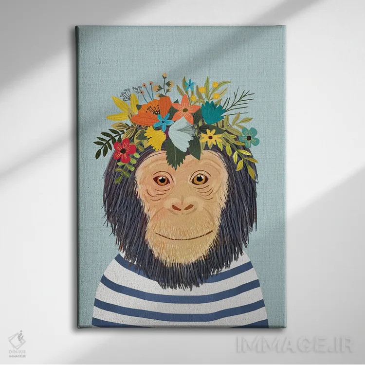 تابلو دکوراتیو میمون اثر میا چارو - نمای روبهرو روی دیوار