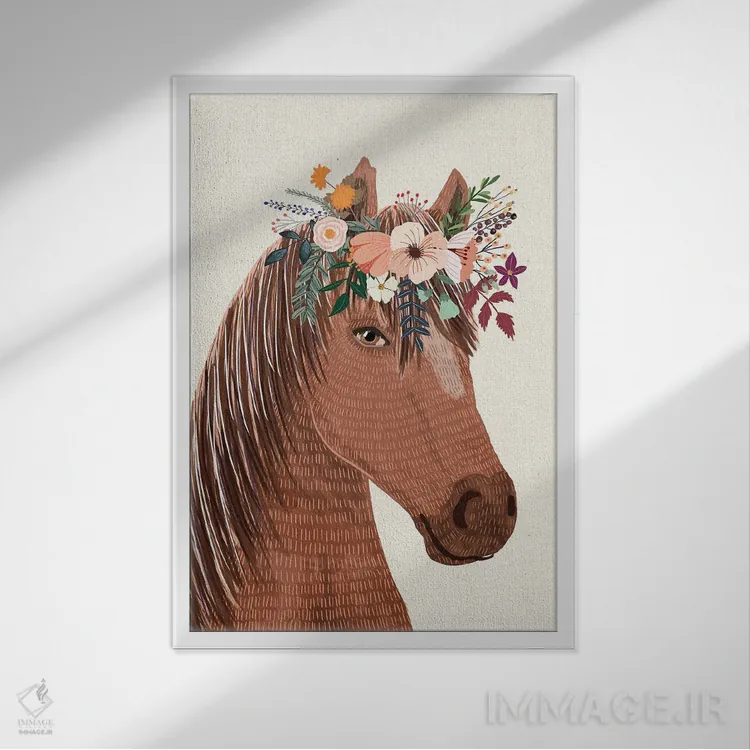 تابلو دکوراتیو اسب اثر میا چارو - نمای قابدار سفید