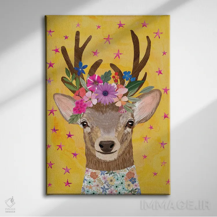 تابلو دکوراتیو گوزن جادویی اثر میا چارو - نمای روبهرو روی دیوار