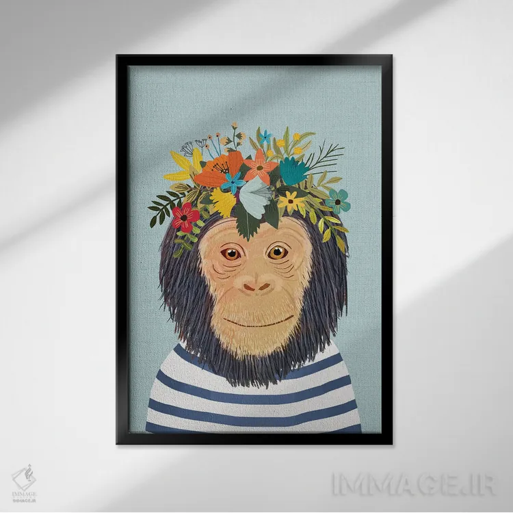 تابلو دکوراتیو میمون اثر میا چارو - نمای قابدار مشکی