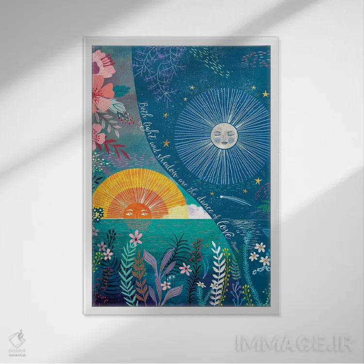 تابلو دکوراتیو شب و روز ۲ اثر میا چارو - نمای قابدار سفید