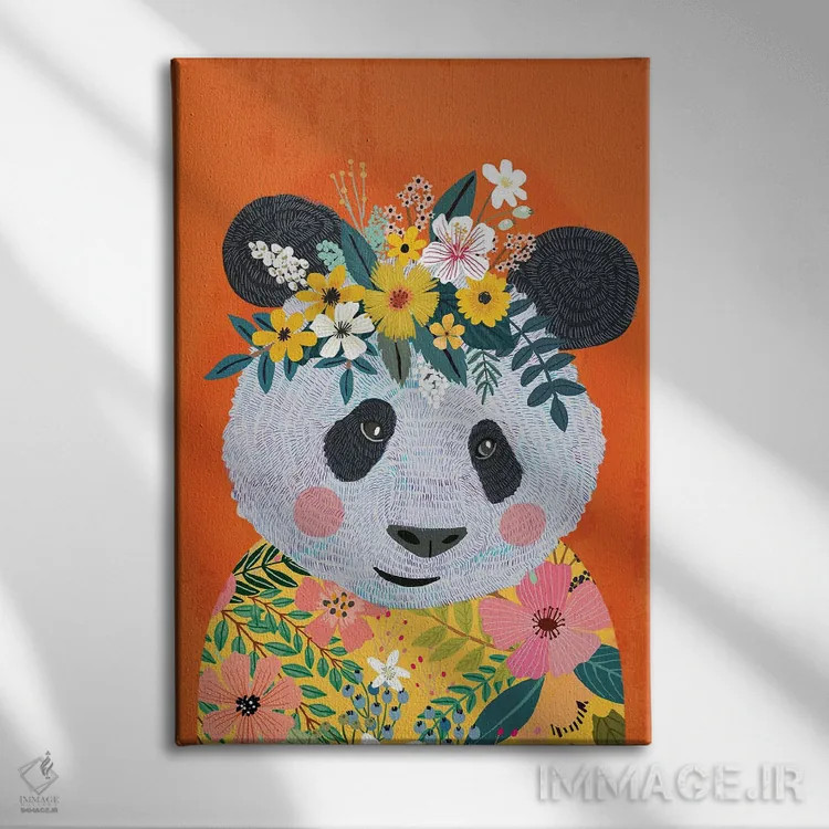 تابلو دکوراتیو پاندا پروانه ای اثر میا چارو - نمای روبهرو روی دیوار