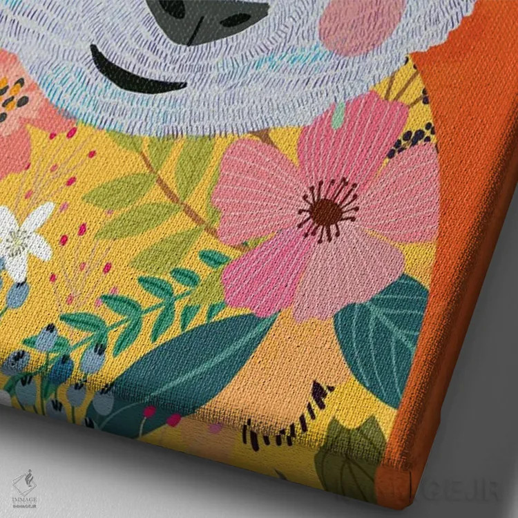 تابلو دکوراتیو پاندا پروانه ای اثر میا چارو - نمای نزدیک بافت بوم