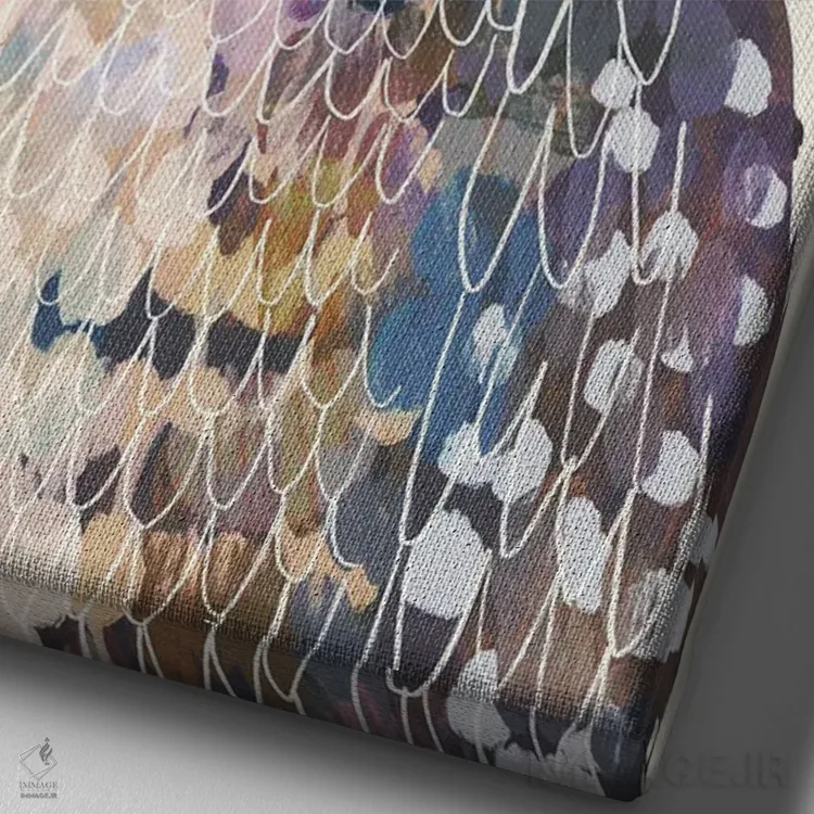 تابلو دکوراتیو جغد سفید اثر میا چارو - نمای نزدیک بافت بوم