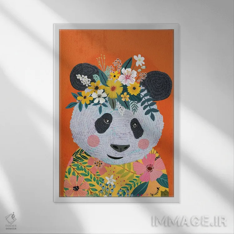 تابلو دکوراتیو پاندا پروانه ای اثر میا چارو - نمای قابدار سفید