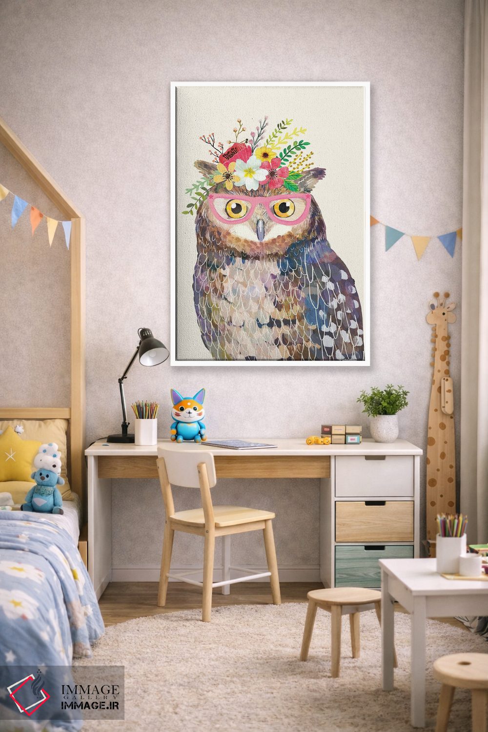 تابلو دکوراتیو جغد سفید اثر میا چارو - D1W