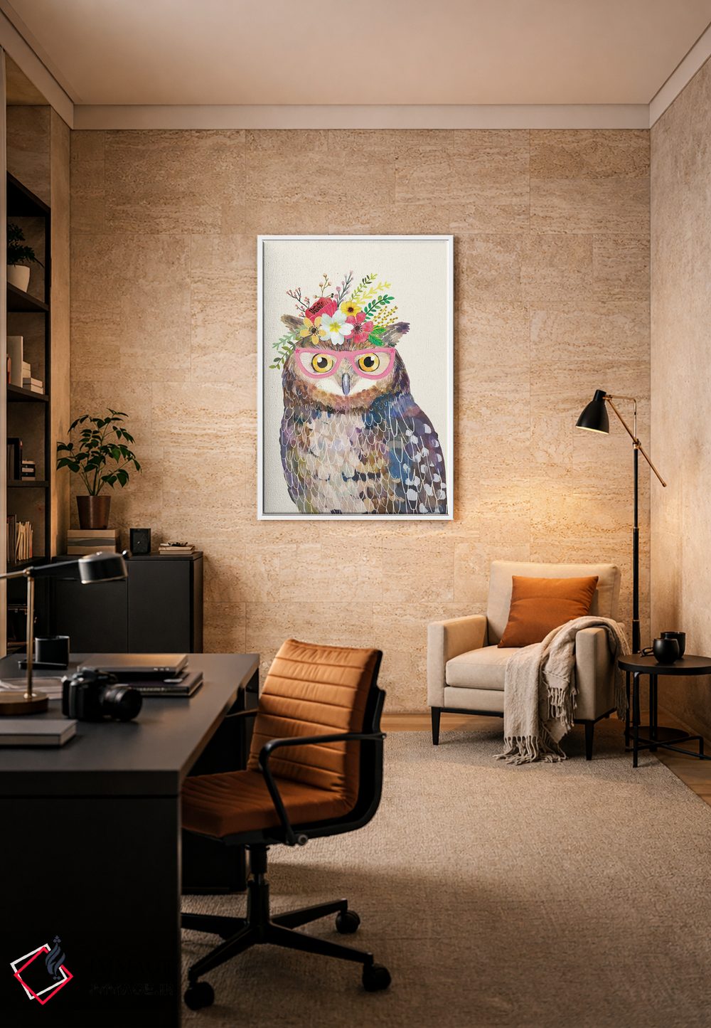 تابلو دکوراتیو جغد سفید اثر میا چارو - D6W