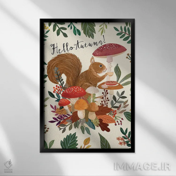 تابلو دکوراتیو سنجاب ۲ اثر میا چارو - نمای قابدار مشکی